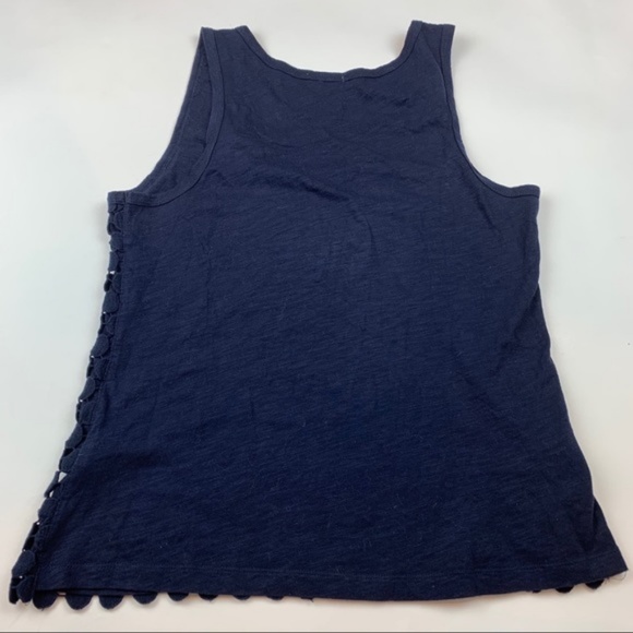 J. Crew Blue Scalloped Lace Overlay Tank Top - Picture 3 of 3